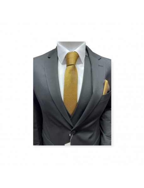 GOLD & BLACK  POLKA DOT TIE & POCKET SQUARE
