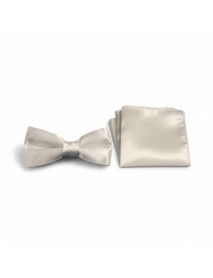 WHITE BOW TIE & POCKET SQUARE