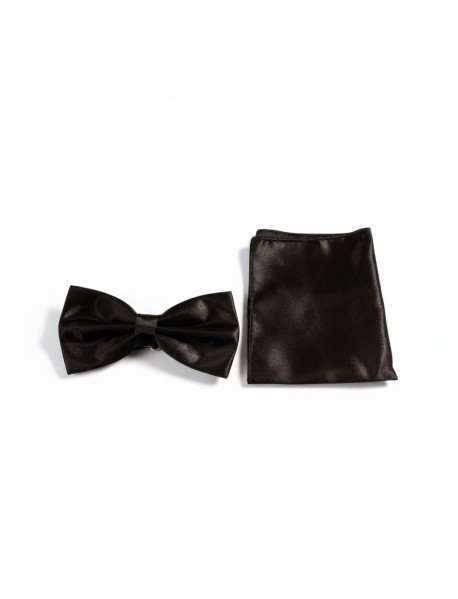 BLACK BOW TIE & POCKET SQUARE