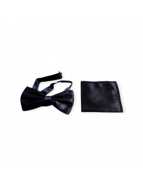 NAVY BLUE BOW TIE & POCKET SQUARE