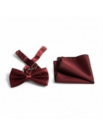 BURGUNDY BOW TIE & POCKET SQUARE