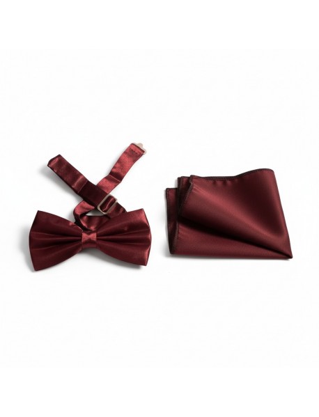 BURGUNDY BOW TIE & POCKET SQUARE
