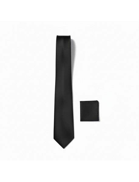 BLACK GEOMETRIC TIE & POCKET SQUARE