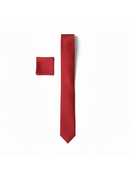 RED TIE & POCKET SQUARE