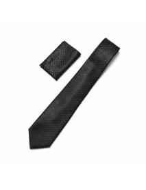 BLACK GEOMETRIC TIE & POCKET SQUARE