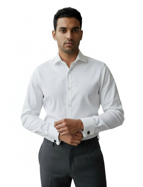 WHITE DOUBLE CUFF SHIRT