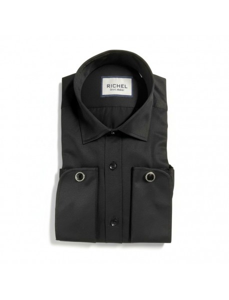 BLACK DOUBLE CUFF SHIRT