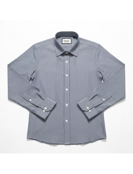 NAVY BLUE & WHITE STRIPED SHIRT