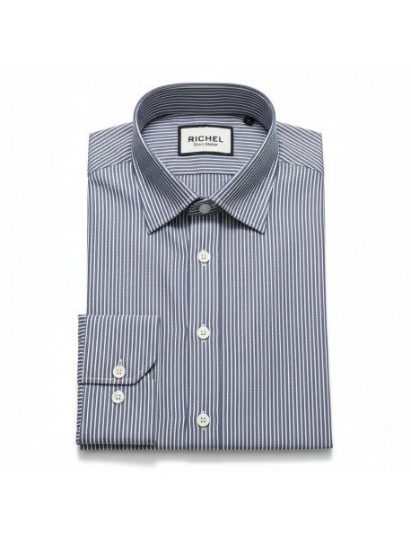 NAVY BLUE & WHITE STRIPED SHIRT