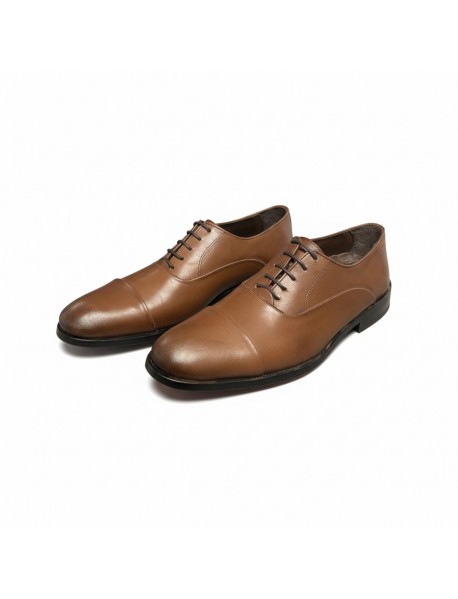 BROWN LEATHER OXFORD TOE CAP 