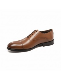 BROWN LEATHER OXFORD TOE CAP 