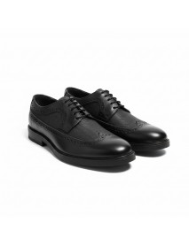 BLACK LEATHER BROGUE SHOES