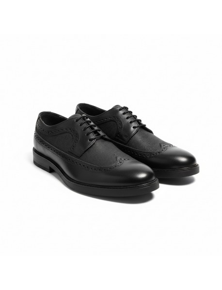 BLACK LEATHER BROGUE SHOES