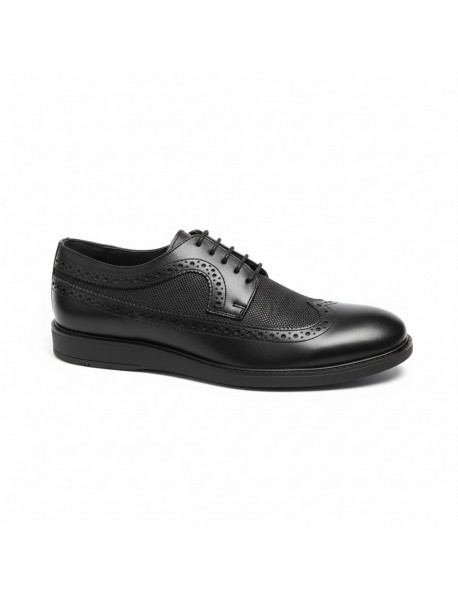 BLACK LEATHER BROGUE SHOES
