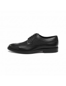 BLACK LEATHER BROGUE SHOES