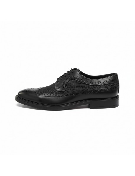 BLACK LEATHER BROGUE SHOES