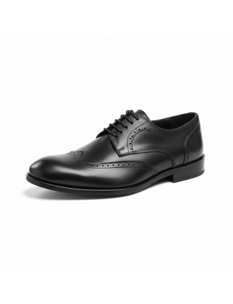 BLACK LEATHER BROGUE SHOES