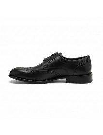 BLACK LEATHER BROGUE SHOES