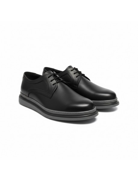 BLACK LEATHER CASUAL SHOES