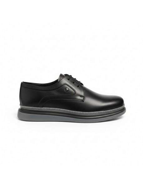 BLACK LEATHER CASUAL SHOES
