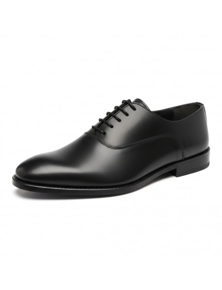 BLACK LEATHER OXFORD LACE-UP