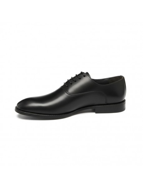 BLACK LEATHER OXFORD LACE-UP