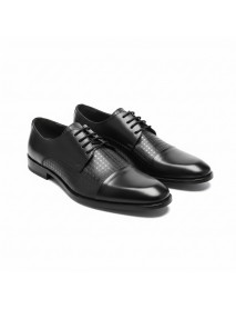 BLACK DERBY LEATHER TOE CAP SHOES 