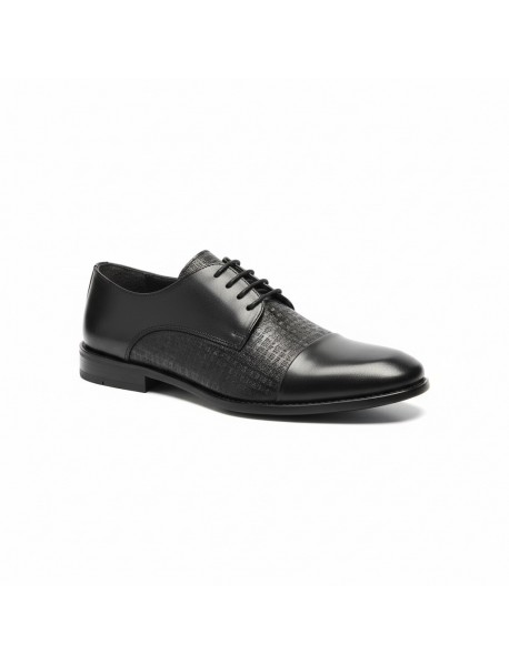 BLACK DERBY LEATHER TOE CAP SHOES 