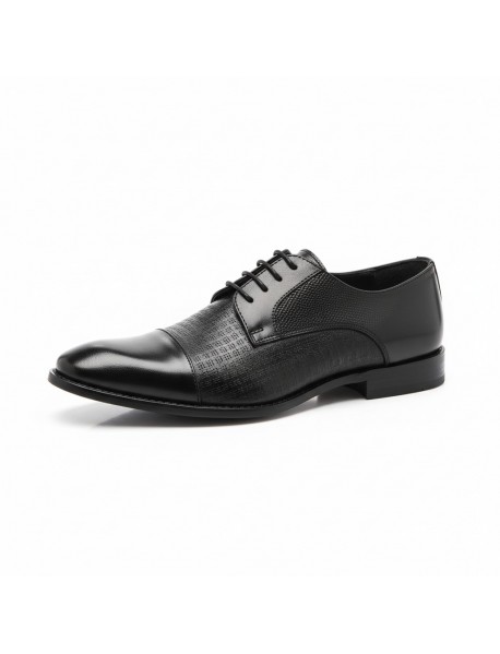BLACK DERBY LEATHER TOE CAP SHOES 