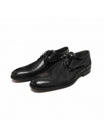 BLACK LEATHER PATENT DERBY SHOES