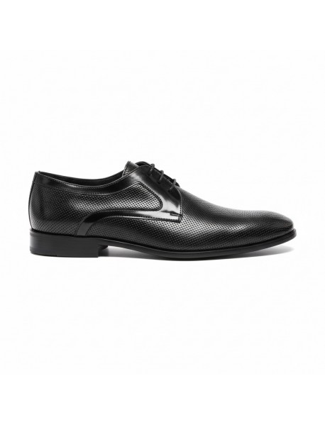 BLACK LEATHER PATENT DERBY SHOES