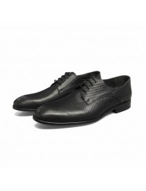 BLACK LEATHER TEXTURED DERBY