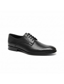 BLACK LEATHER TEXTURED DERBY