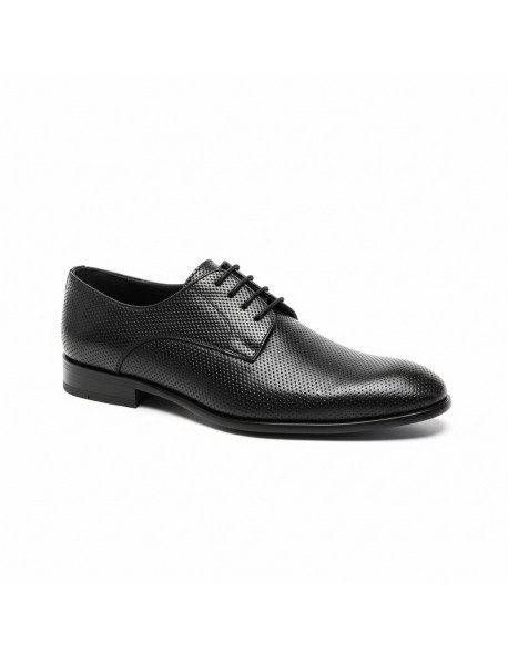 BLACK LEATHER TEXTURED DERBY