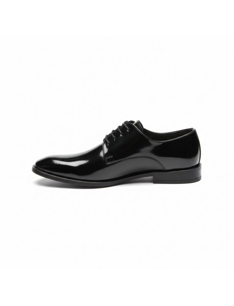 BLACK LEATHER PATENT DERBY SHOES