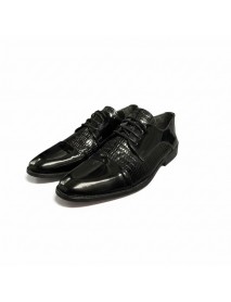 BLACK LEATHER PATENT DERBY SHOES