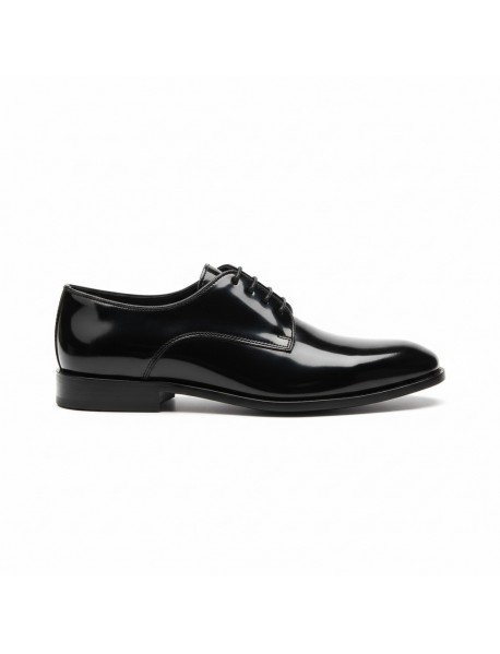 NAVY BLUE LEATHER PATENT DERBY SHOES
