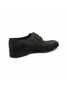 BLACK LEATHER DERBY TOE CAP SHOES