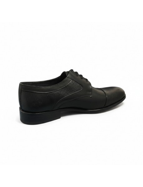 BLACK LEATHER DERBY TOE CAP SHOES