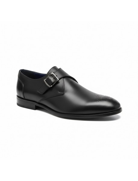 BLACK LEATHER SINGLE MONK STRAP SHOES BLACK LEATHER SINGLE MONK STRAP SHOES