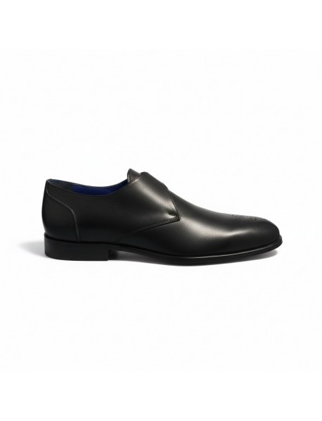 BLACK LEATHER SINGLE MONK STRAP SHOES BLACK LEATHER SINGLE MONK STRAP SHOES