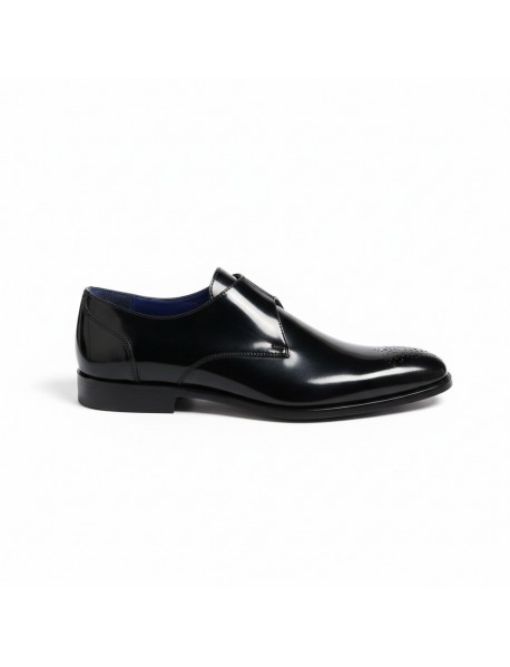 BLACK LEATHER PATENT SINGLE MONK STRAP SHOES BLACK LEATHER PATENT SINGLE MONK STRAP SHOES
