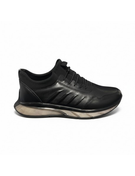 BLACK SMART CASUAL TRAINERS
